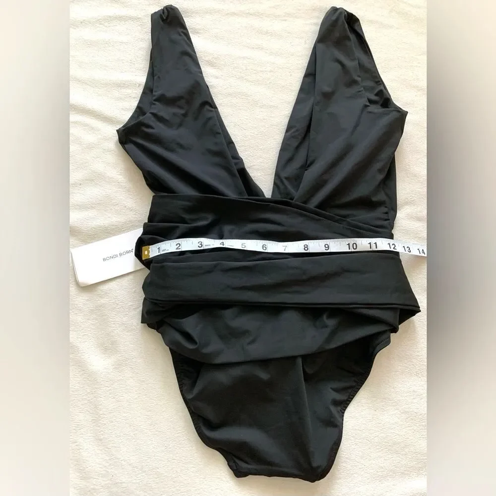 Bondi Born Addison Deep Plunge One-piece Swimsuit Size US 6 Black Bathing Suit